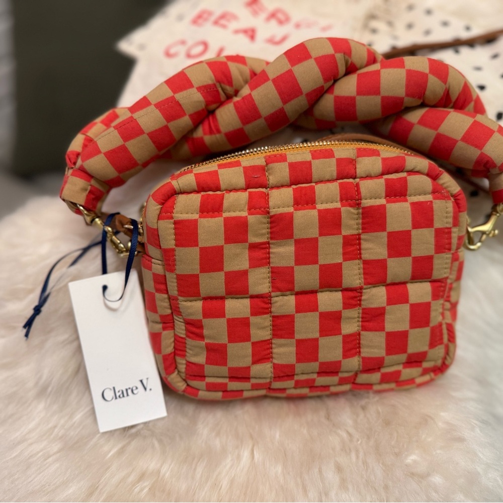Clare V Red and Tan Checkered Women's Bag